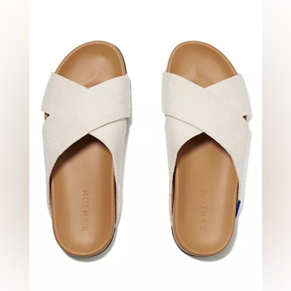 Rothy's | The Weekend Slide Sandal Open Toe Crossing Hemp Straps Size 8.5 - Picture 3 of 10